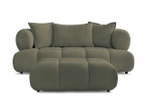 2er Sofa mit Hocker BOBOCHIC ALYA Boucle-Stoff grün