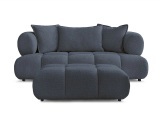 2er Sofa mit Hocker BOBOCHIC ALYA Boucle-Stoff dunkelblau