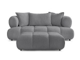 2er Sofa mit Hocker BOBOCHIC ALYA Boucle-Stoff dunkelgrau