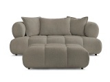 2er Sofa mit Hocker BOBOCHIC ALYA Boucle-Stoff taupe
