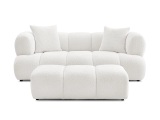 2er Sofa mit Hocker BOBOCHIC ALYA Boucle-Stoff weiss