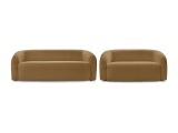 2er + 3er Sofa BOBOCHIC ELINA Boucle-Stoff gelb