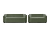 2er + 3er Sofa BOBOCHIC ELINA Boucle-Stoff grün