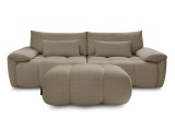 3er Sofa mit Hocker BOBOCHIC IVANE Stoff mit Textur taupe