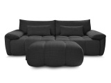 3er Sofa mit Hocker BOBOCHIC IVANE Stoff mit Textur schwarz