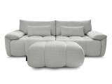 3er Sofa mit Hocker BOBOCHIC IVANE Stoff mit Textur hellgrau