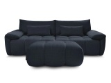 3er Sofa mit Hocker BOBOCHIC IVANE Stoff mit Textur dunkelblau