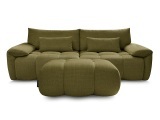 3er Sofa mit Hocker BOBOCHIC IVANE Stoff mit Textur grün
