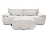 3er Sofa mit Hocker BOBOCHIC IVANE Stoff mit Textur weiss