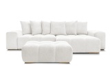 Ecksofa mit Hocker BOBOCHIC ANAKIN Boucle-Stoff weiss