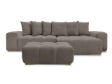 Ecksofa mit Hocker BOBOCHIC ANAKIN Boucle-Stoff rotbraun