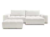 Ecksofa mit Hocker BOBOCHIC ANAKIN Stoff mit Textur weiss