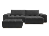 Ecksofa mit Hocker BOBOCHIC ANAKIN Stoff mit Textur schwarz