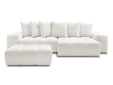 Ecksofa mit Hocker BOBOCHIC ANAKIN Stoff mit Textur weiss