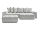 Ecksofa mit Hocker BOBOCHIC ANAKIN Stoff mit Textur hellgrau