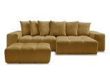 Ecksofa mit Hocker BOBOCHIC ANAKIN Stoff mit Textur gelb