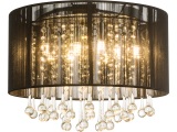 GLOBO BAGANA Deckenleuchte chrom, Seide schwarz, Glaskristalle klar, inkl. 10676 LED,
