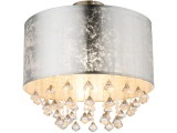GLOBO AMY Deckenleuchte nickel matt, Textil Blattsilber, Acrylkristalle klar, D:400, H