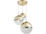 GLOBO VARUS Hängeleuchte Metall goldfarben, Glas transparent goldfarben, 3 Kugeln mit