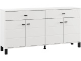 Kommode ALMOND 4 Türen 2 Schubladen 35x154x77.5cm weiss melamin