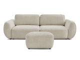 3er Sofa mit Hocker BOBOCHIC DENISE Stoff mit Textur beige