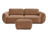 3er Sofa mit Hocker BOBOCHIC DENISE Stoff mit Textur orange