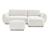 Ecksofa mit Hocker BOBOCHIC DENISE Stoff mit Textur weiss