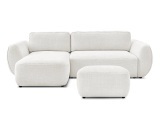 Ecksofa mit Hocker BOBOCHIC DENISE Stoff mit Textur weiss