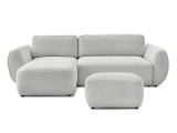 Ecksofa mit Hocker BOBOCHIC DENISE Stoff mit Textur hellgrau
