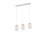Hängelampe Bidar, Länge 71 cm, weiß matt, 3-flg., Metall