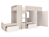 Hochbett TRENDY Weiss, Natürliches Holz 90x200 cm