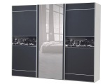 Schrank 3 Tür(en) Schiebendetür(en) Schublade(n) DOWNTOWN MDF Schwarz