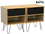 2 Nachttische-Set TWIN 1 Schublade Spanplatte holz, schwarz