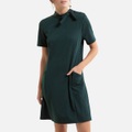 Kurzes Kleid, gerade Schnittform, Kragen mit Schleife, Taschen