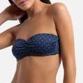 Bikini-Oberteil in Bandeau-Form mit Tupfenmuster