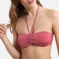 Bikini-Oberteil, Bandeau-Form, plissiert