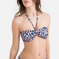 Bikini-Oberteil in Bandeau-Form, Leopardenmuster