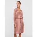 Gestreiftes Kleid mit V-Ausschnitt und Knopfverschluss, gerade Schnittform