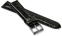 Jowissa Leder Uhrband Glanz Kroko E3.1445.L Schwarz / Silber