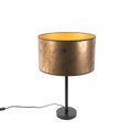 Art Deco Tischlampe schwarz mit altem Bronzeschirm 35 cm - Simplo