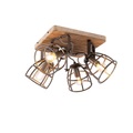Industriestrahler schwarz mit Holz verstellbar 4-Licht - Arthur
