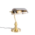 Klassische Notarlampe Gold mit geräuchertem Spiegelglas - Banker
