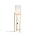 Land Stehlampe Holz mit weißem Schirm - Lengi