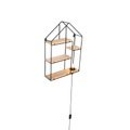 QAZQA, Industrielle Wandleuchte schwarz mit Holz 49 cm - Hiso