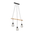 Land Hängelampe schwarz mit Holz 3-Licht - Dami Frame