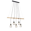 Land Hängelampe schwarz mit Holz 5-Licht - Dami Frame