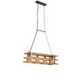 QAZQA, Industrielle Hängelampe schwarz mit Holz 80 cm 4-Licht - Paleta Mai
