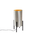 Design Tischlampe schwarzer Veloursschirm taupe mit Gold - Rich
