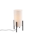 Design Tischlampe schwarz Leinenschirm grau - Reichhaltig