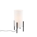 Design Tischlampe schwarz Leinenschirm weiß - Rich